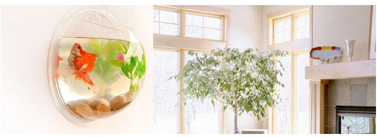 295*140mm Transparent Acrylic Fish Tank Wall Hanging Fish Bowl