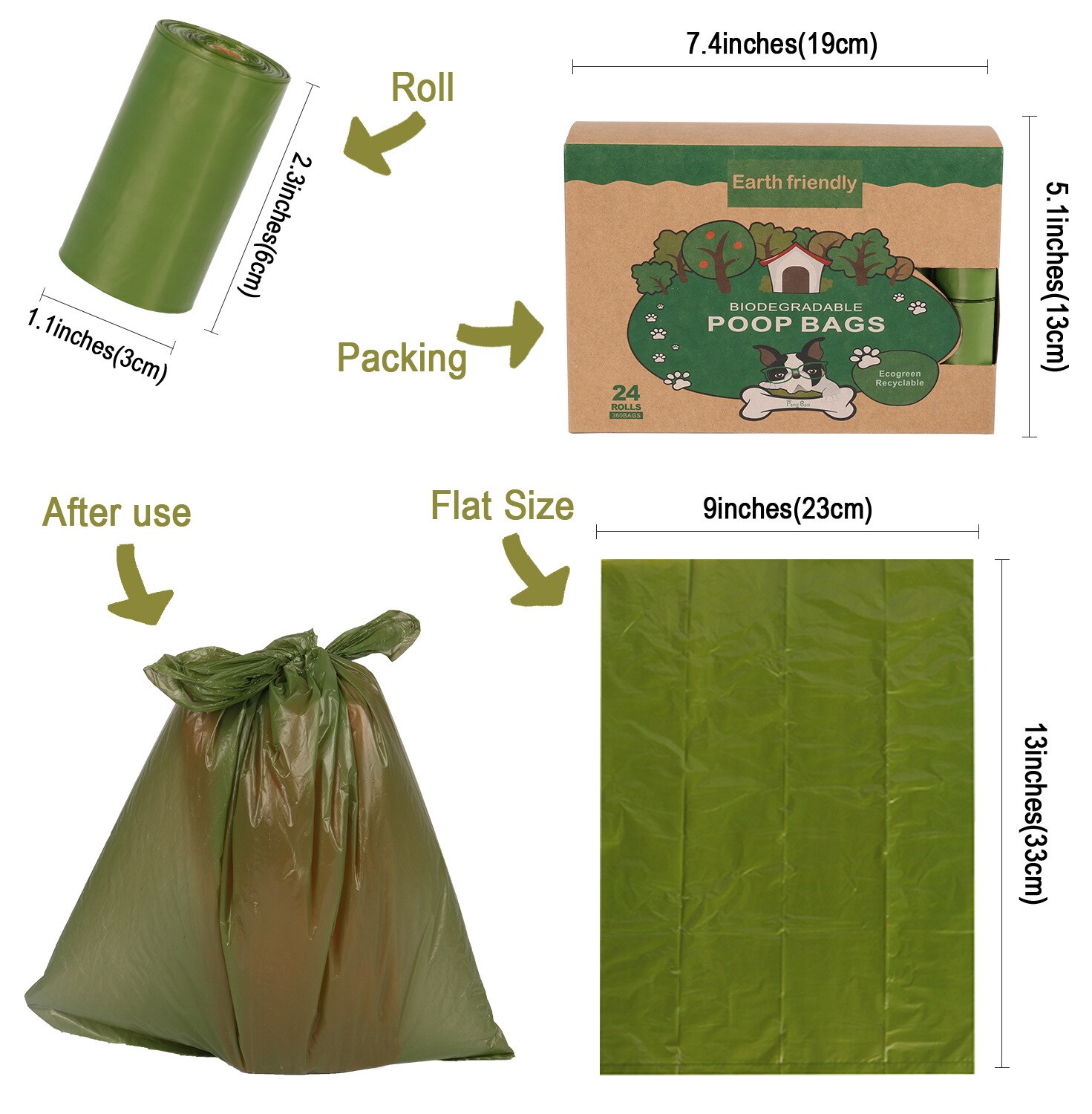 Bolsas de basura biodegradables para excrementos de perro, dispensador ecológico de bolsas de basura para mascotas, suministros para exteriores