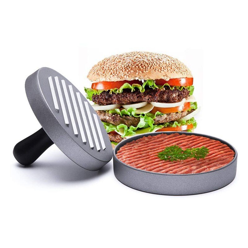 1Set Round Shape Hamburger Press Aluminum Alloy 11cm Oil Paper Hamburger Beef Grill Meat Tenderizer Burger Press Patty Make Mold