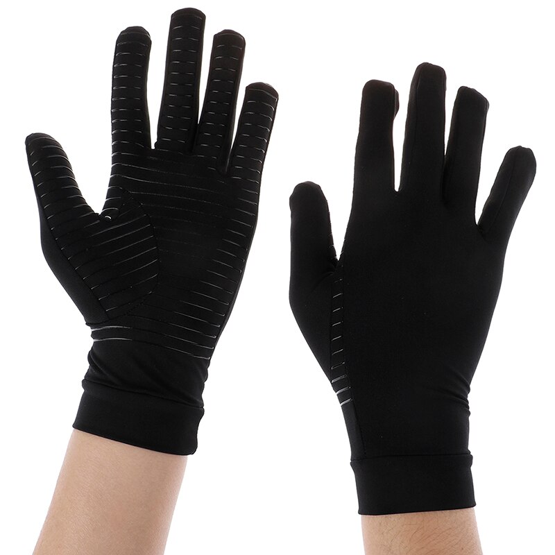 Women Men Copper Fiber Therapy Compression Gloves Hand Arthritis Joint Pain Relief Half Full Finger Therapy Gloves: L