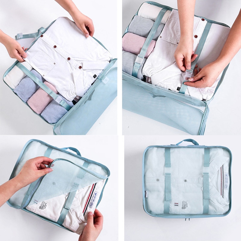 Multifunction 7pcs/set Travel Accessories Bags Organizer High Capacity Mesh Packing Cubes Clothes Arrange bag