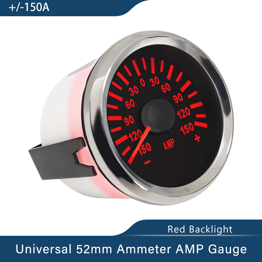 Universale impermeabile 52mm 2 &quot;amperometro amp misura +/-80A/+/-150A con sensore di corrente con retroilluminazione rossa 12V 24V per barca camion auto