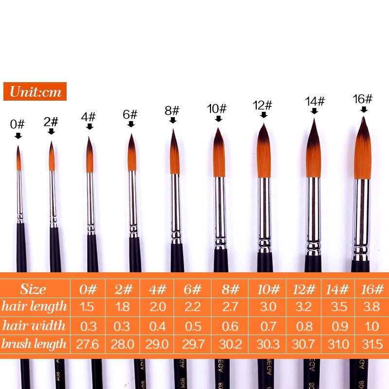 Bgln 9 stk langt skaft nylon akvarel pensler gouache akryl pensel pen pincel til pintura kunst forsyninger 804