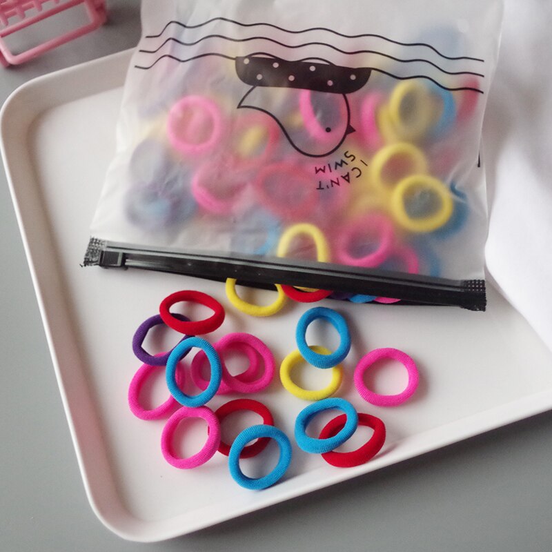 100 Uds niños coloridos cabello elástico chica con banda chico Pequeño anillo de goma soportes de cola de caballo accesorios para el cabello de goma: 1