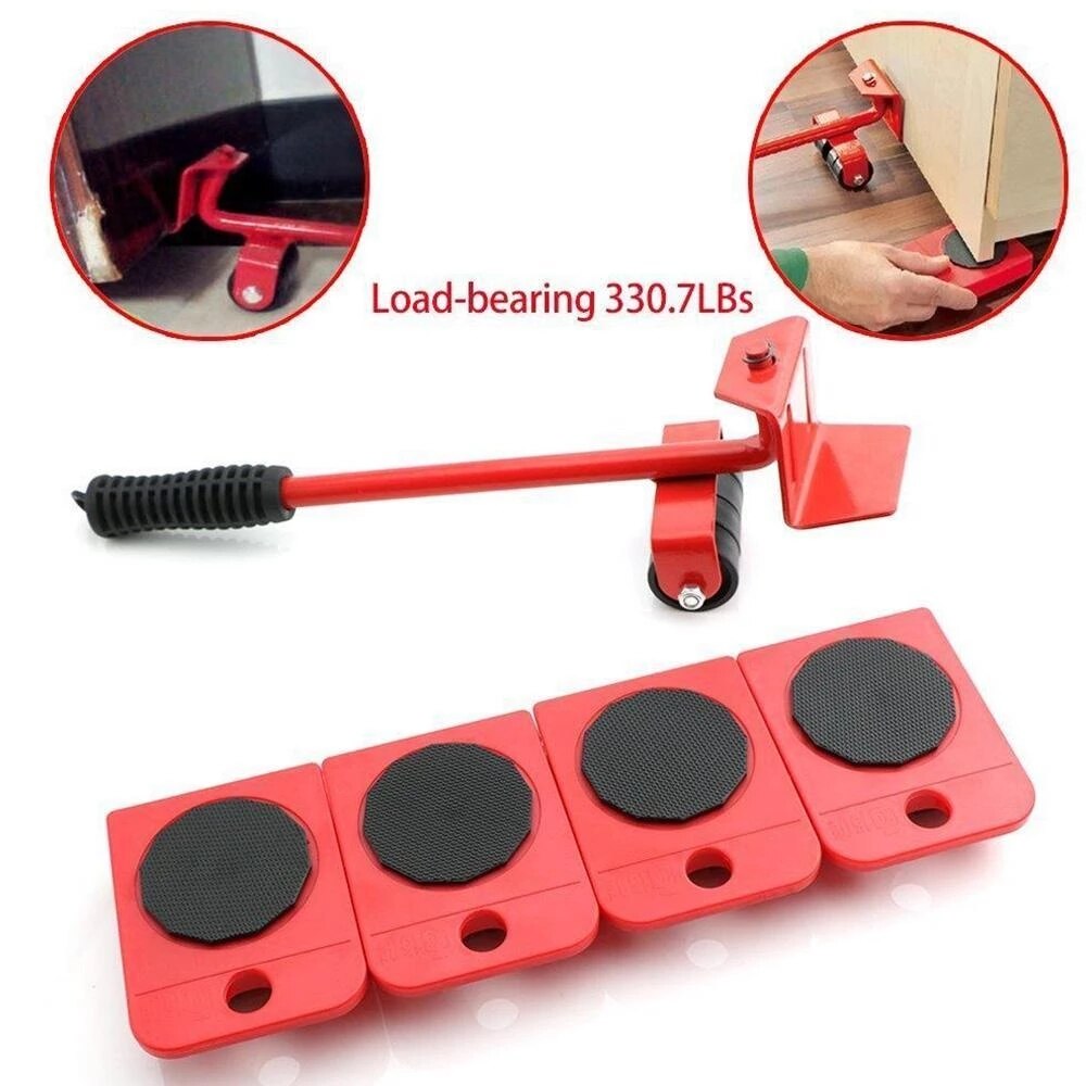 5 In 1 Moving Heavy Object Handling Tool Household Furniture Mobile Device Labor Saving Crowbar Hand Tool Set