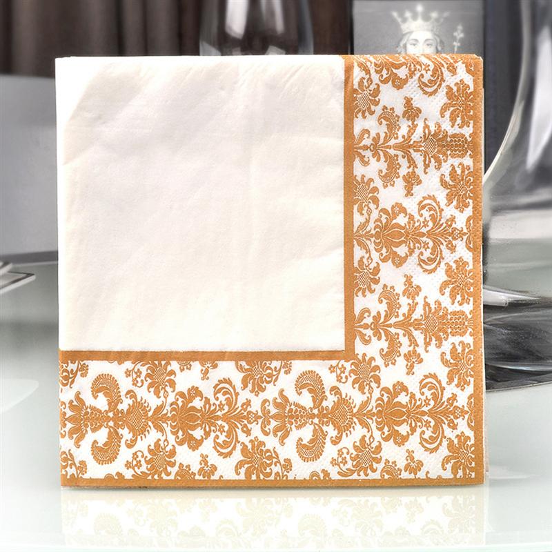 Serviettes jetables et légères en tissu 100 pièces | Pratique, imprimé doré, Restaurant, hôtel maison