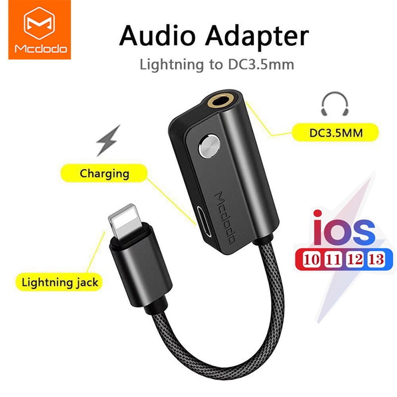 Mcdodo Lightning to Lightning&amp;3.5mm/Dual Lightning Audio Adapter Support iPhone 13ProMax 12ProMax 11ProMax Xr XsMax 8 7Plus