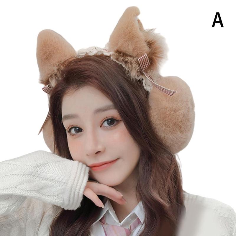 Orejeras De Invierno Para Niñas - Diseño De Gato En Felpa, Ajustables, Cálidas Y Plegables