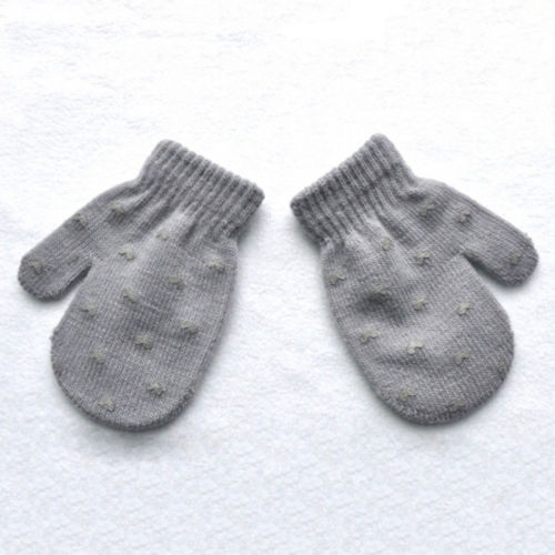 Guantes cálidos de punto para niños, manoplas con patrón de corazón y estrella de lunares, Mitones para bebés de 3 a 6 años