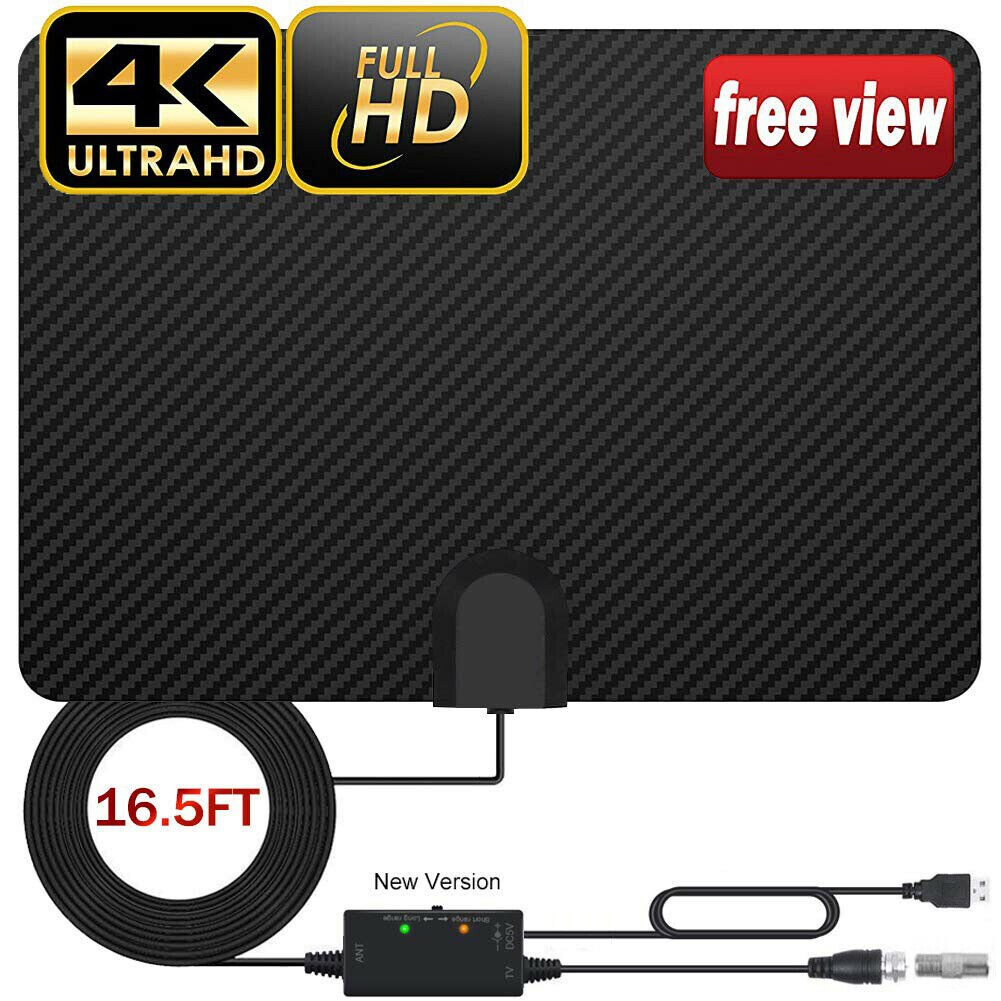 210 Miles Receiver USB Aerial Clear Digital HDTV Signal Booster Freeview Easy Install Indoor TV Antenna 5v Coax Cable 4K 1080P