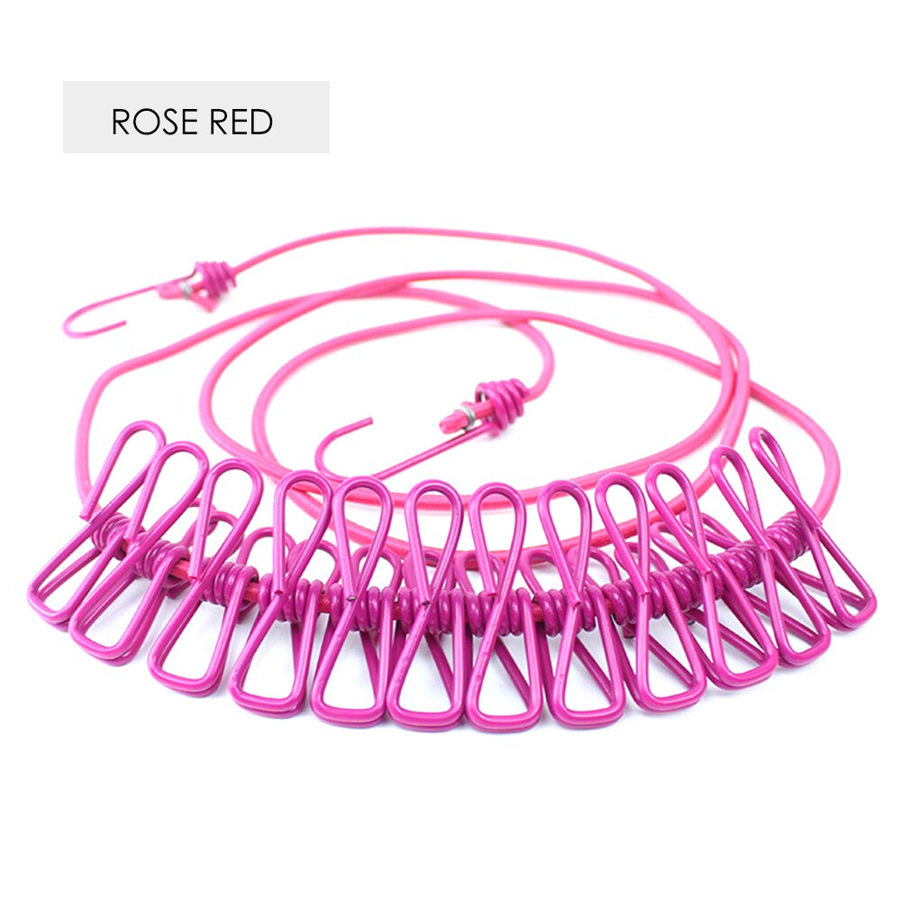 Corde à linge élastique avec 12 pièces pinces à linge Clips 2 crochets d'extrémité réglables: 7