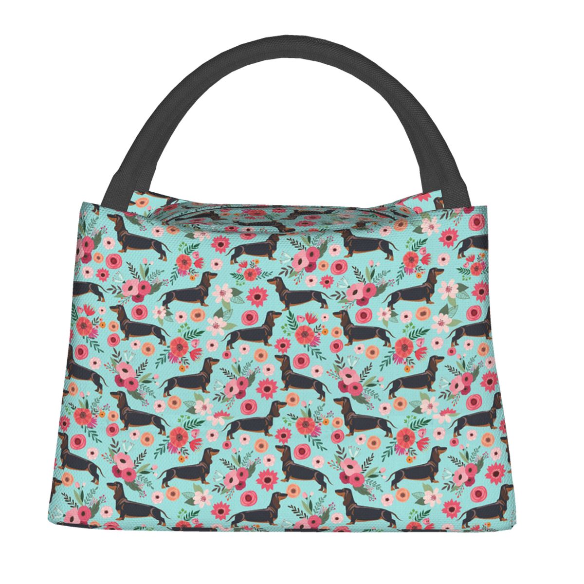 Cartoon Teckel Print Lunch Tassen Voor Vrouwen Portable Insulated Warm Koeler Handtassen Thermische Voedsel Picknick Bag Kids Mannen Lunchbox