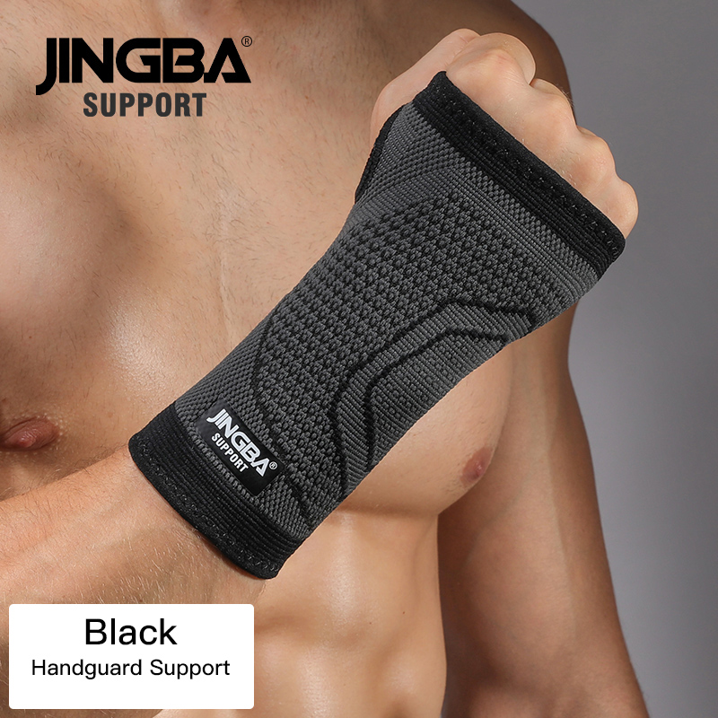 JINGBA SUPPORT Sports protective gear 1PCS Nylon basketball knee protector +wristband Support+ankle support+Elbow pads+hand guar: Black handguard