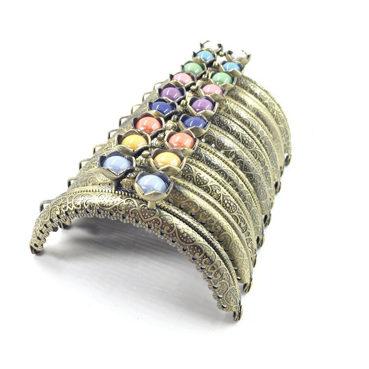 KISSDIY 20pcs/10pcs 8.5CM Lotus head Bag Kiss Clasp Bronze Semicircle Metal Coining Pattern Purse Frame DIY Bag Sewing Acces: Bronze / 20pcs