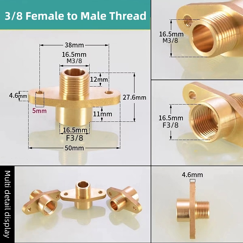 1/4 3/8 1/2 3/4 1 Inch Brass Water Pipe Accessories Copper Male/Female Thread Flange fixed Ear Joint Drinking Fountain Connector: Silver / 1/4''