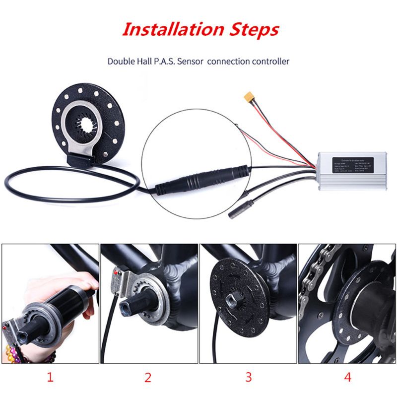 Waterproof Electric Bicycle Pedal Assist Sensor E bike Double Hall 12 Magnet Left/Right Side DIY eBike Modified Parts