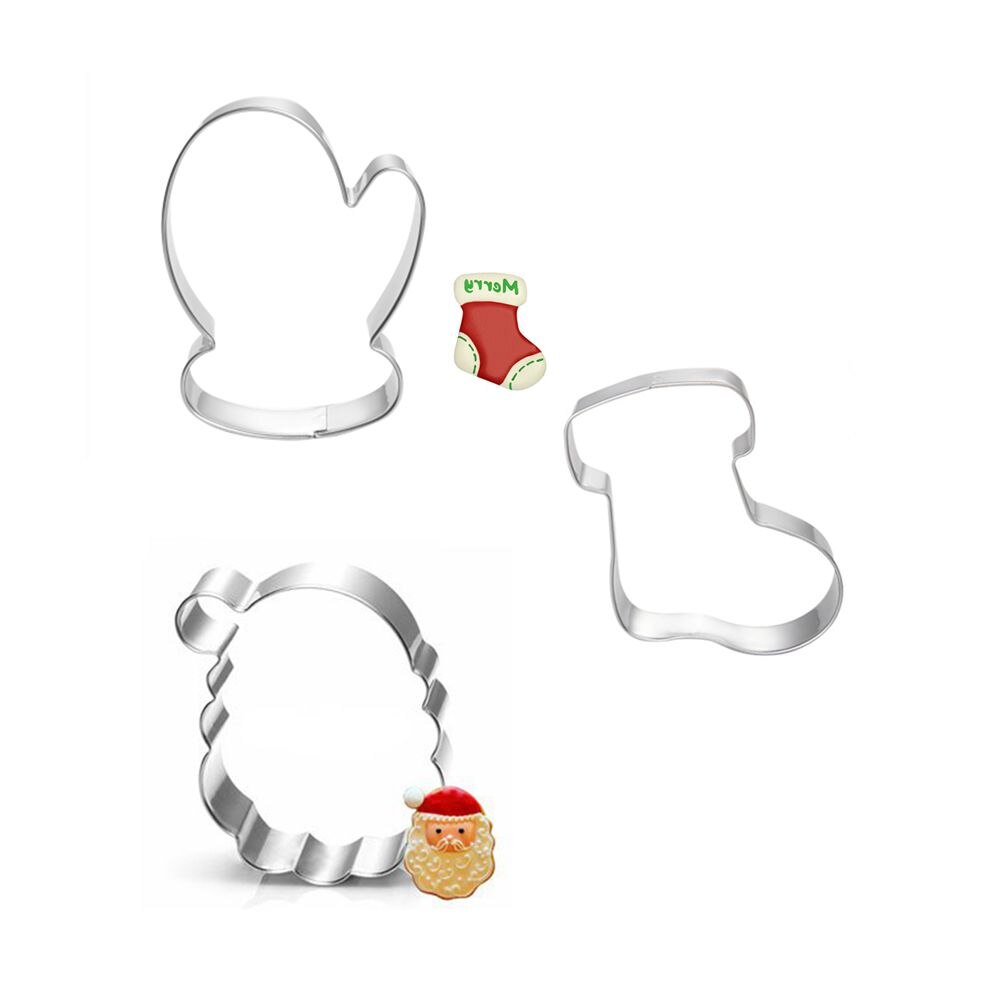 3pcs Christmas Cookie Cutter Toy Fruit Vegetable Biscuit Cutters Tools Cake Mold Bakery Kitchen Gadgets Stainless Steel