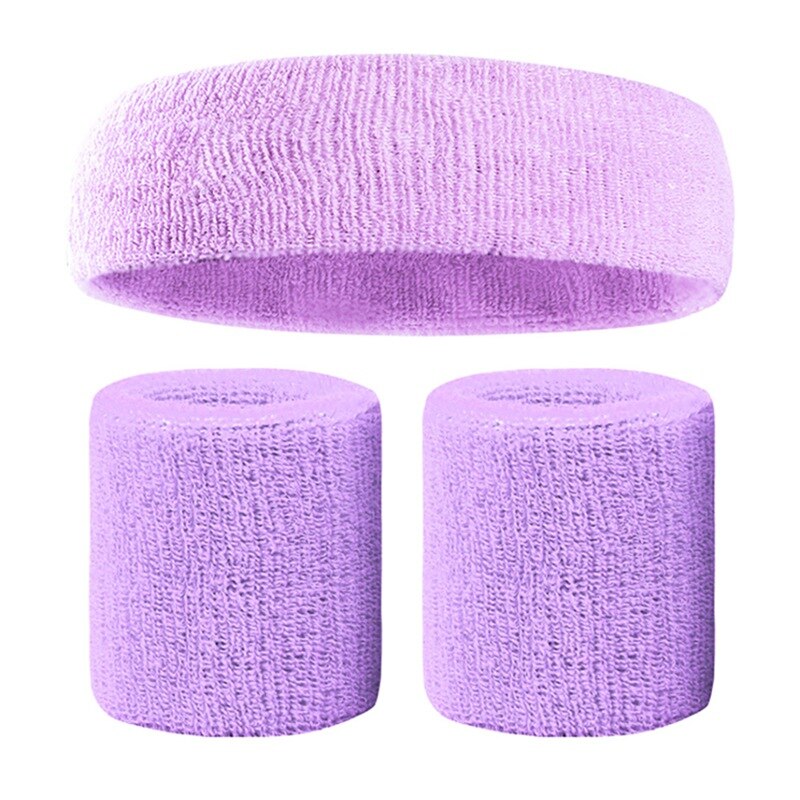 Pols Sport + 1 Pc Hair Band Wrap Bandage Fitness Hand Ademend Zweet Ondersteuning Polsband Absorberende Hoofd Wrap Katoen Set: QZ