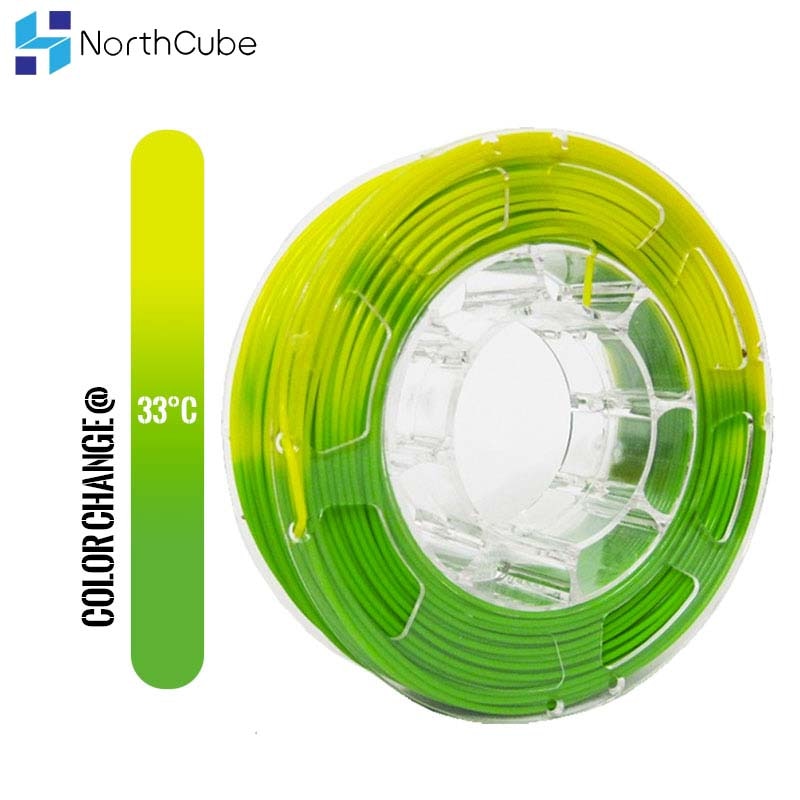 Northcube 3D Printer Pla Kleur Veranderen Met De Temperatuur Gloeidraad, Pla Filament 1.75Mm +/- 0.05Mm, 1Kg (2.2LBS) Groen Naar Geel