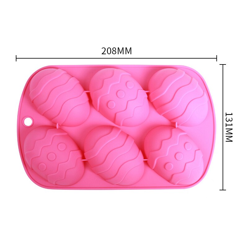 6 Holte Paasei Vormige Siliconen Bakvorm 3D Cakevorm Muffin Chocolade Cookie Bakvorm Pan Ice Maker Mould: Pink