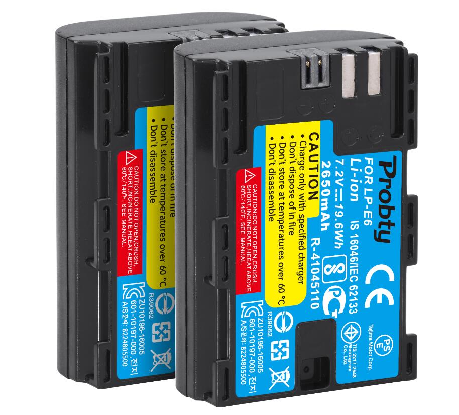 Lp  e6 e6n lp -e6 lpe 6 batteri 2650 mah för canon 5d mark ii iii iv , 80d, 70d, 60d, 6d,  eos 5ds, 5 d 2, 5 d 3, 5 dsr , 5 d 4 kamera: 2 st batteri