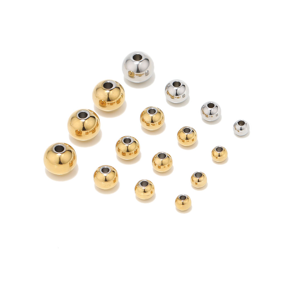 3 - 8mm lösa pärlor i rostfritt stål, guldfärgade, armband, halsband, berlocker, distanspärlor för gör-det-själv-smyckestillverkning, bulkmaterial
