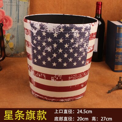 27cm retro Altpapier Korb Kreative PU Leder Bar Mülleimer Mülleimer Gargabe Warst Papier Jahrgang Korb Ohne Deckel: USA Flagge
