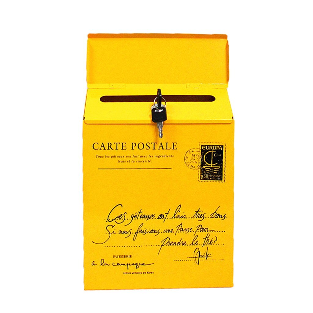 Vintage Wall Mount Mailbox Mail Retro Postal Letter Newspaper Box Waterproof Mailboxes Garden Decoration versieringen voor feest: Yellow