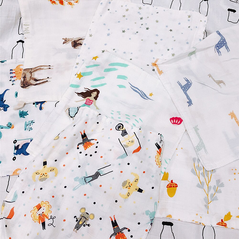 Toalla cuadrada para la cara para bebé, muselina suave, de cuatro capas gasa, dibujos animados, Jacquard, para alimentación, Saliva, pañuelo de guardería