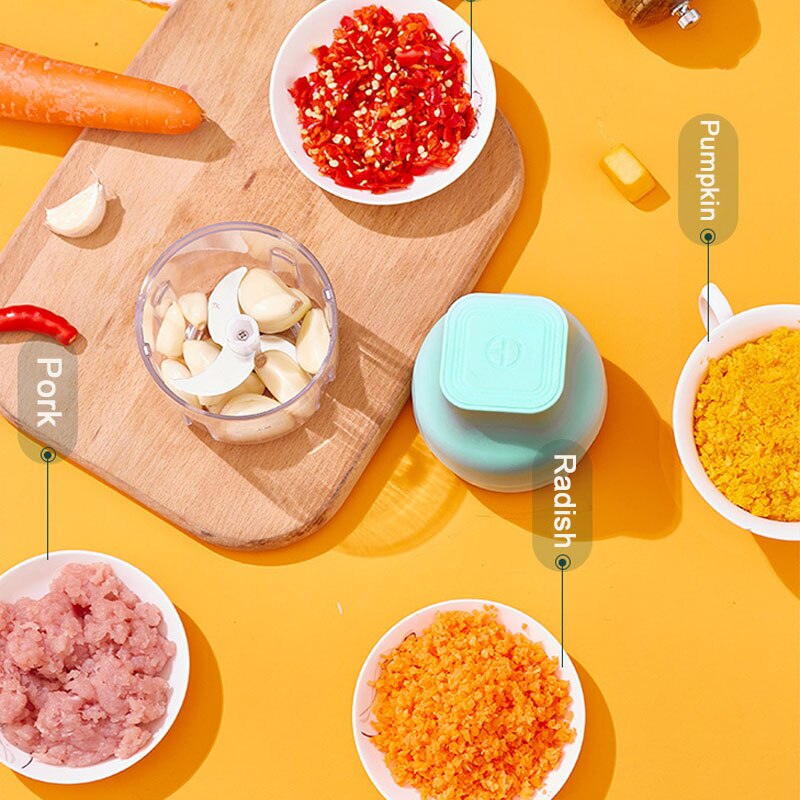 40W Power Electric Food Garlic Grinder Chopper USB Rechargeable Vegetable Crusher Press Meat Fruit Mini Processor for Baby Food