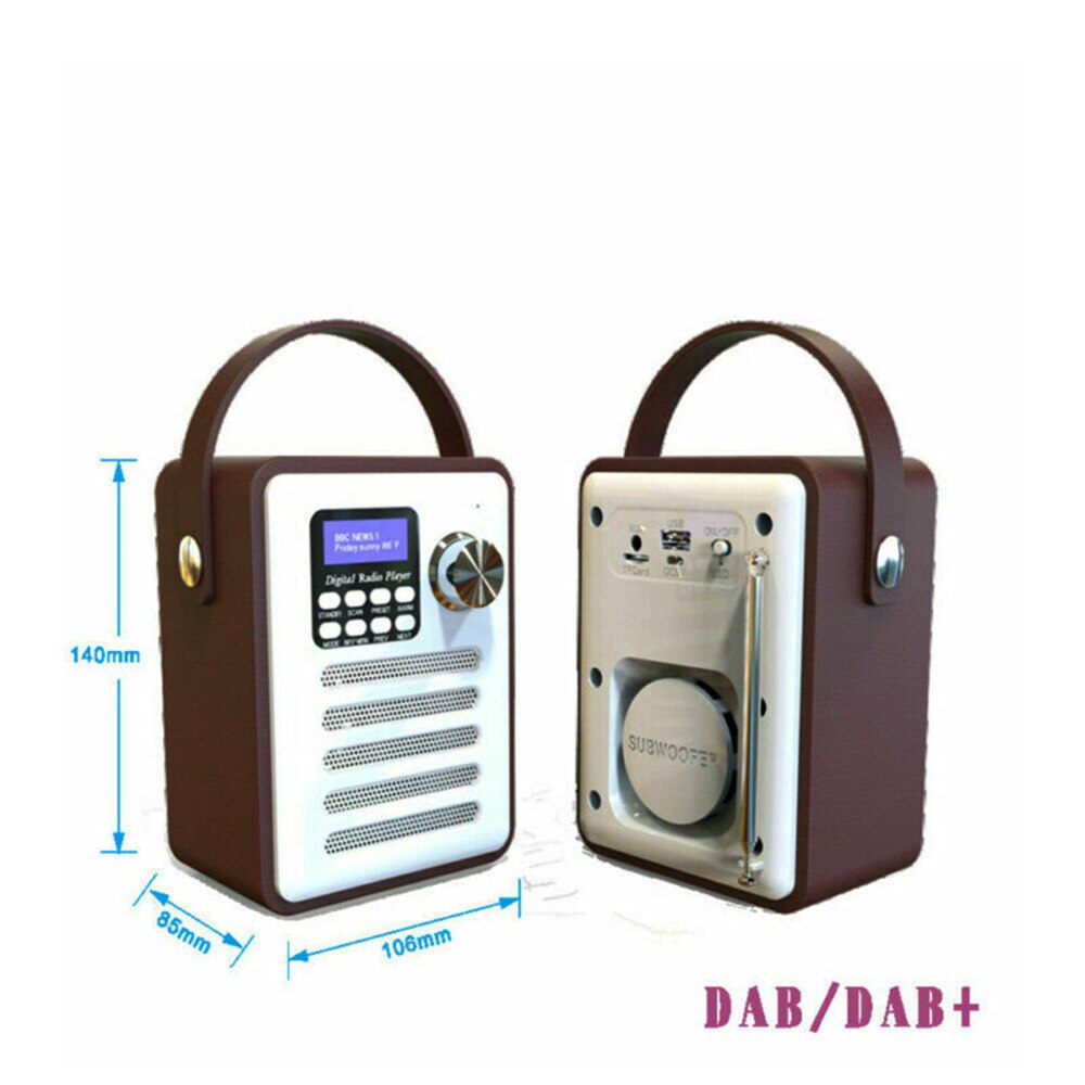 DAB Digital Radio Wood Retro Radio Audio Portable Rechargeable Bluetooth Music Player Support FM/TF Card/U Disk/Alarm Clock