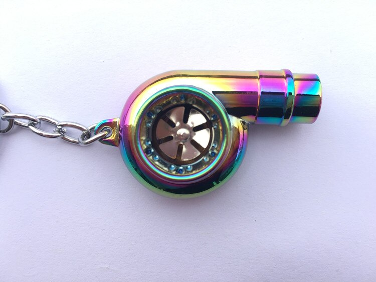 Flyj metalen geluid turbo sleutelhanger glijlager draaiende auto-onderdeel model turbine turbolader auto sleutelhanger ring sleutelhanger