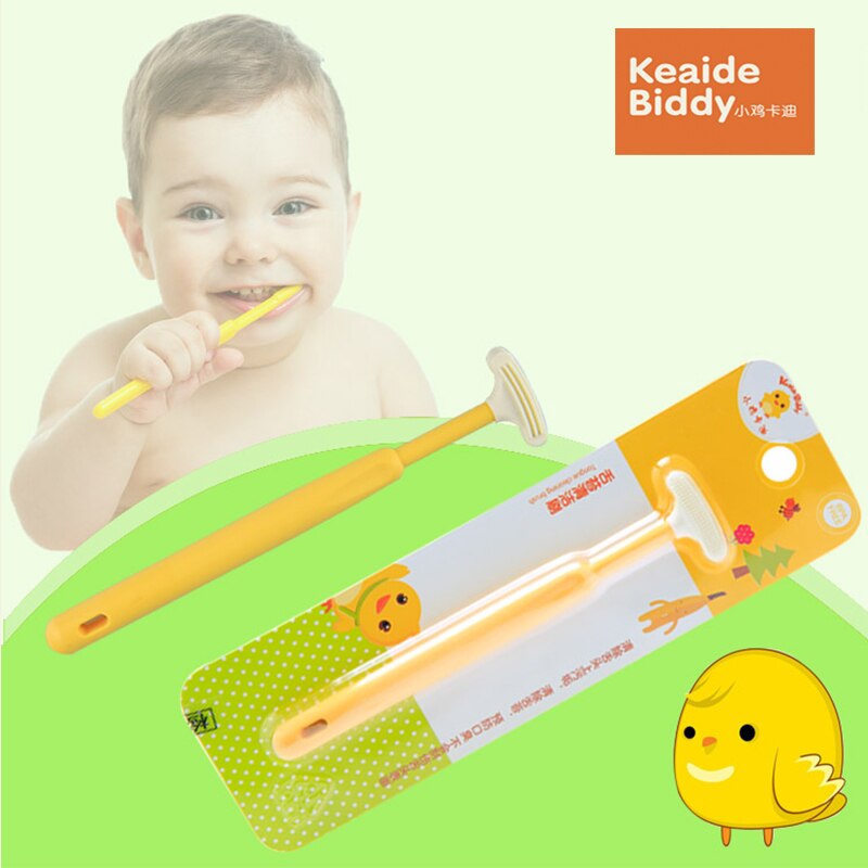 Zachte training carton baby veilig silicagel baby tong schraper schoner zuigeling leren warmte-proof oral care op verkoop KD3088