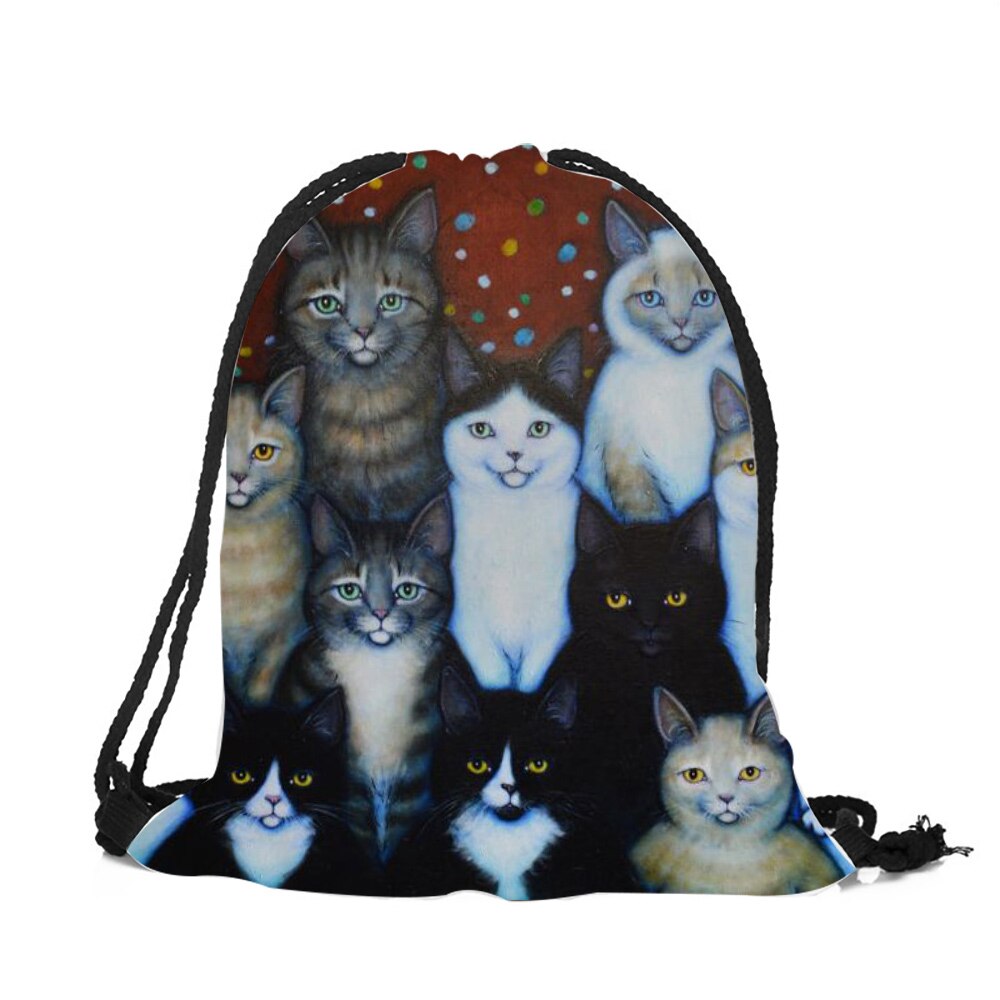 Sac A Dos Teenager School Backpack Lovely Funny 3D Kitten Cat Print Shoulder Bag for Girls Boys Casual Polyester Satchel Bag: 009