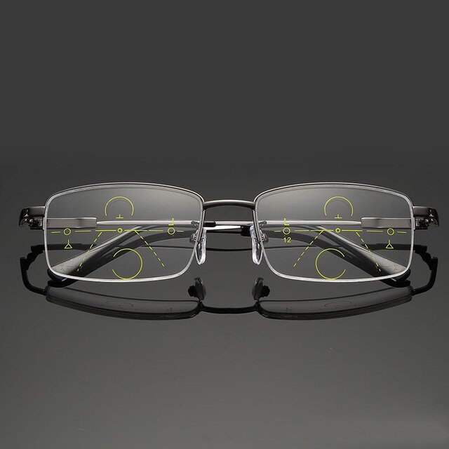 Gafas progresivas Sightto con lentes multifocales, gafas de lectura bifocales, gafas graduadas antiazules, montura de gafas de titanio: Gris / +150