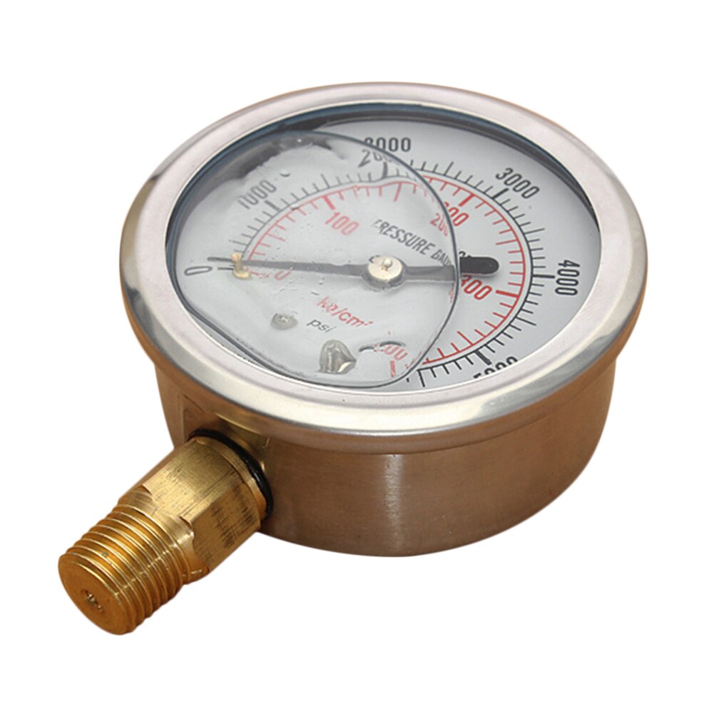 Hydraulische Vloeistof Gevulde Manometer Met Messing Binnenwerk 1/4 "Npt Bottom Mount Enkele Schaal 0-5000 Psi gauge