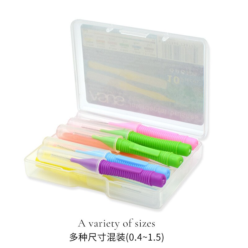 0.4-1.5mm push-pull interdental børste , 10 stk/boks, tanntråd tannbørste tannpirker kjeveortopedisk stålbørste munnpleie