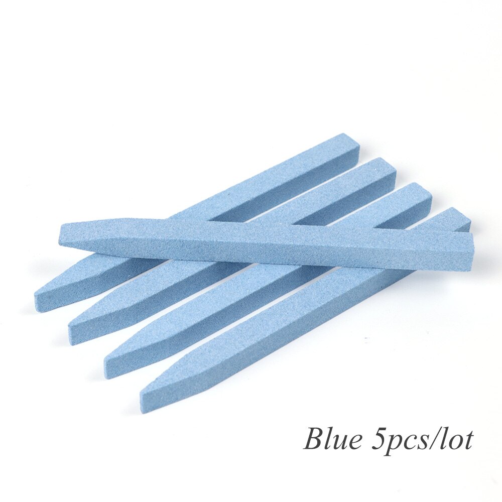 5 Pcs Nail File Cuticle Remover Nail Buffer Quartz Scrubs Steen Slijpen Staaf Gel Polish Manicure Nail Gereedschap JI1000: Blue