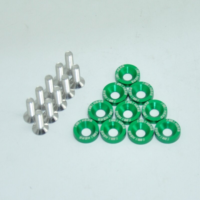 Universal 6mm Fender Washers washers and bolt Aluminum for Civic Integra RSX EK EG DC: Green