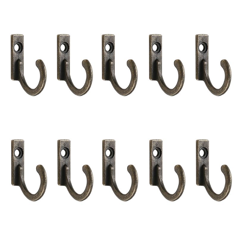 10 Pcs Opbergrek Enkele Prong Haak Brons Zilver Voor Jassen Hoeden Doek Hanger Handdoeken Toetsen Mini Maat Wall Mounted retro Doek H: Bronze