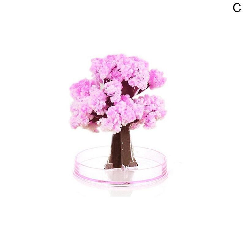 Magiskt papper julgran blommande papper träd körsbärsblomsträd leksaker dränkt i vatten romantisk körsbärsblomsträd rosa kristall: C