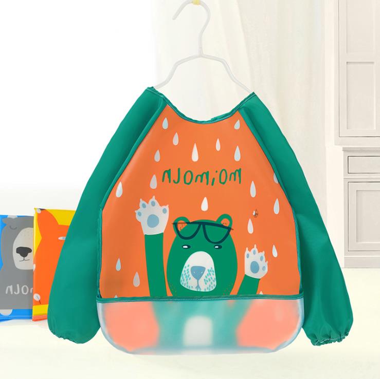 Baby Bibs Infant Burp Cloths Long Sleeve Waterproof Coverall Baby Animals Toddler Scarf Feeding Smock Baby Feeding Accessories: 3