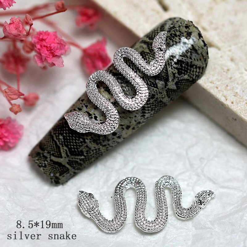20 stk legeret slange negle ornamenter metal negle kunst dekorationer diy slange manicure tilbehør negle charms i bulk til dekoration