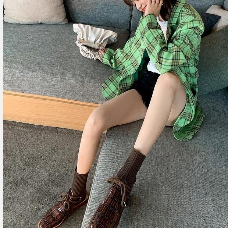 Botines de mujer Retro, zapatos de para mujer, botas a la para mujer, botas de invierno de con punta cuadrada, tela elástica