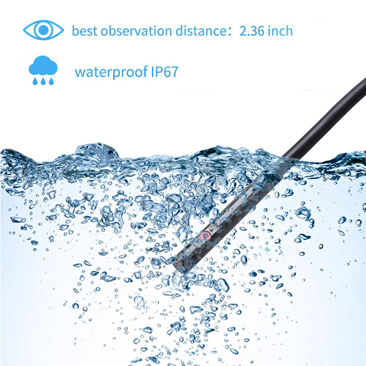 WDLUCKY Double Lens 6MM Endoscope Camera Wifi Flexible IP67 Waterproof Inspection Borescope Camera for Android PC Notebook 6LEDs