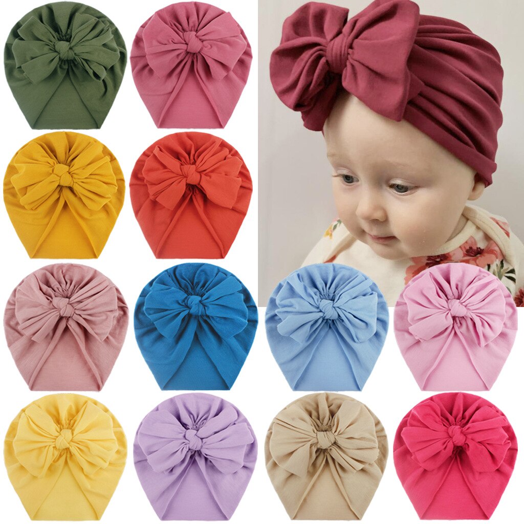 Gorro con cinta para la cabeza para bebé, gorra con estampado de lazo, turbante elástico de algodón, gorrito para envolver la cabeza para bebé, sombrero para niña, accesorios para el cabello para bebé