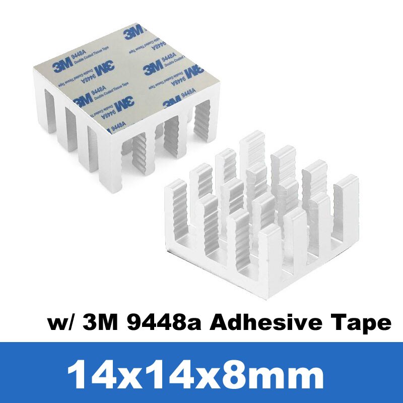 Grzejnik aluminiowy płetwa chłodnica samochodowa w/termiczna taśma klejąca, termicznie klej przewodzący chłodnica samochodowa chłodzenie chłodnicy na PC Baran, 10 sztuk: 14x14x8mm