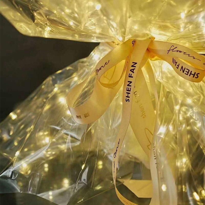 WaterProof Luminous Paper Transparent Fantasy Flower Wrapping LEDLight Glowing Florist Bouquet Package Wedding Party Supplies