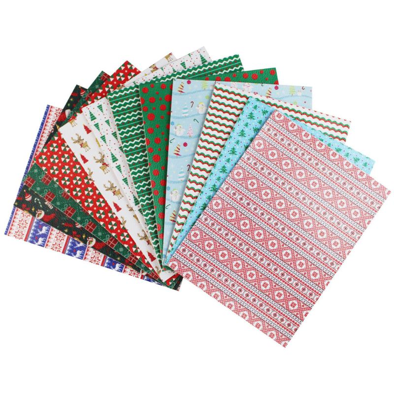 12Pcs Diy Kerst Thema Gedrukt Diy Pu Synthetisch Leer Vel Voor Oorbellen Haarelastiekjes En Craft Maken 8.2X6.3 In