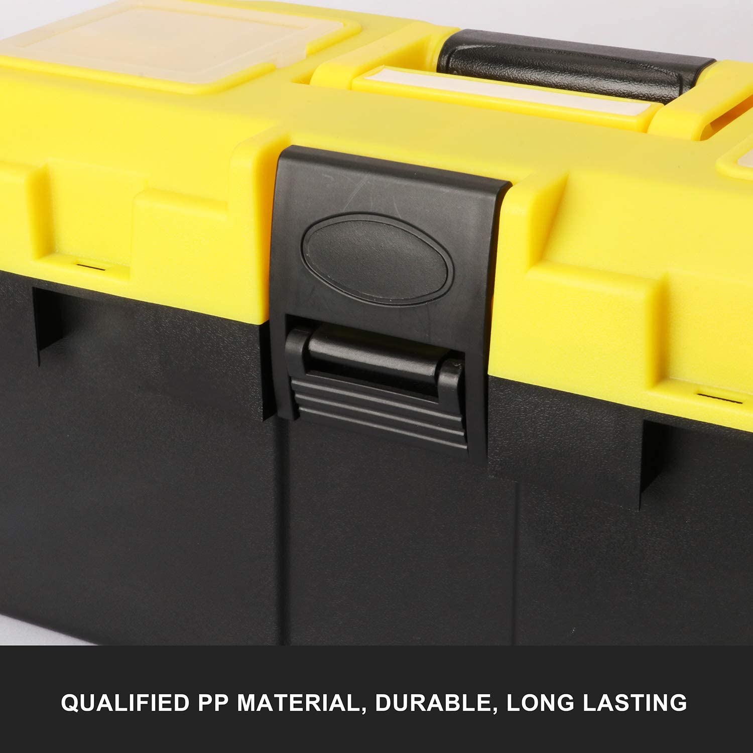 14-inch Plastic Tool Box with Tray and Dividers, Storage and Toolbox for Tool or Craft Storage,Locking Lid and Extra Storage